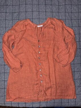 J. Jill XS Orange Linen Top